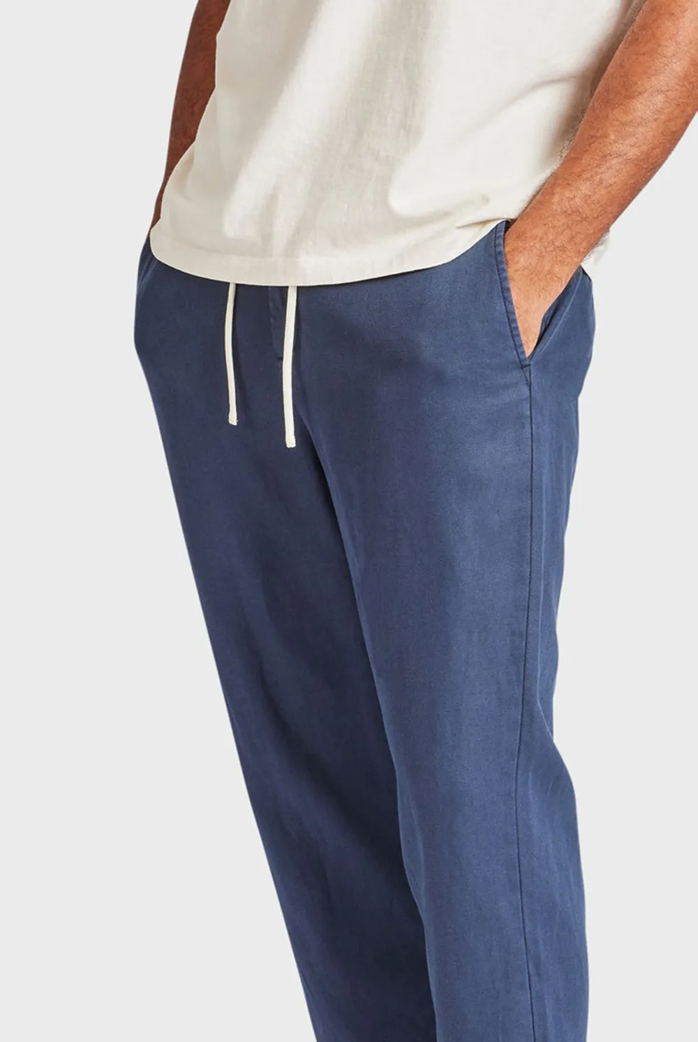 Casual Drawstring Waist Cotton Blend Trousers