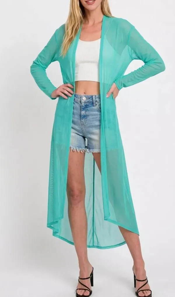 Comfort Mesh Open Front Cardigan