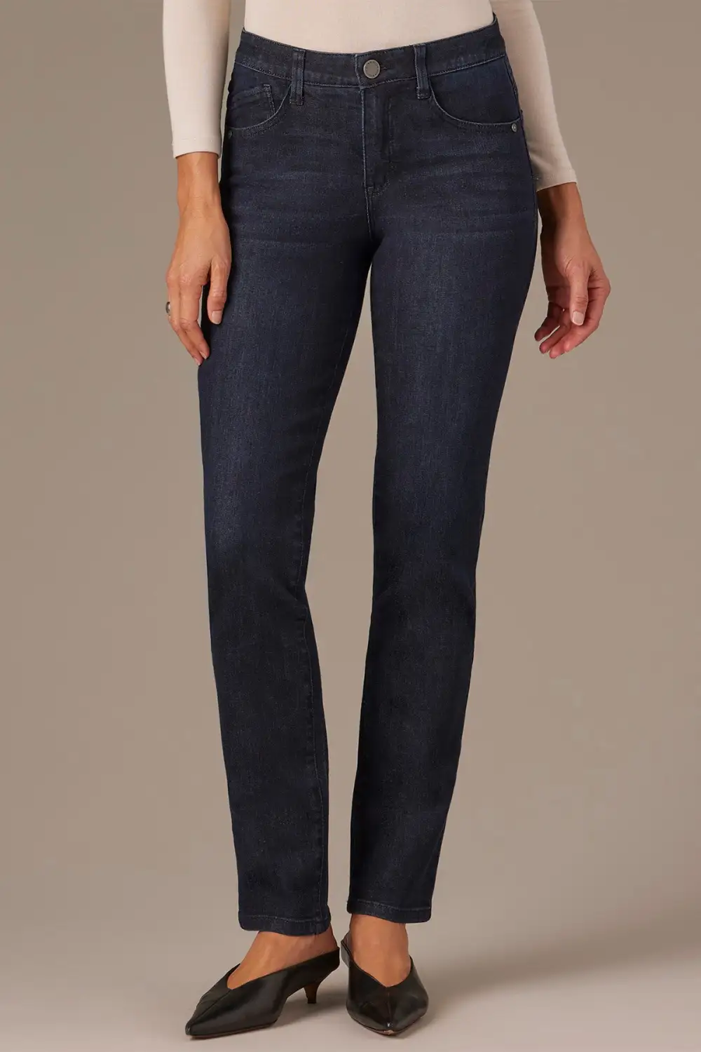Relaxed Mid Rise Straight Leg Jeans