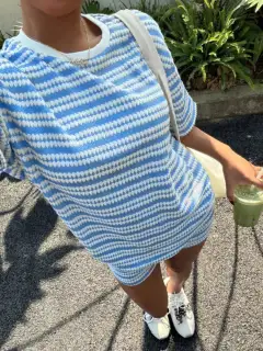 Streamlined Refined Striped Top and Shorts Matching Set