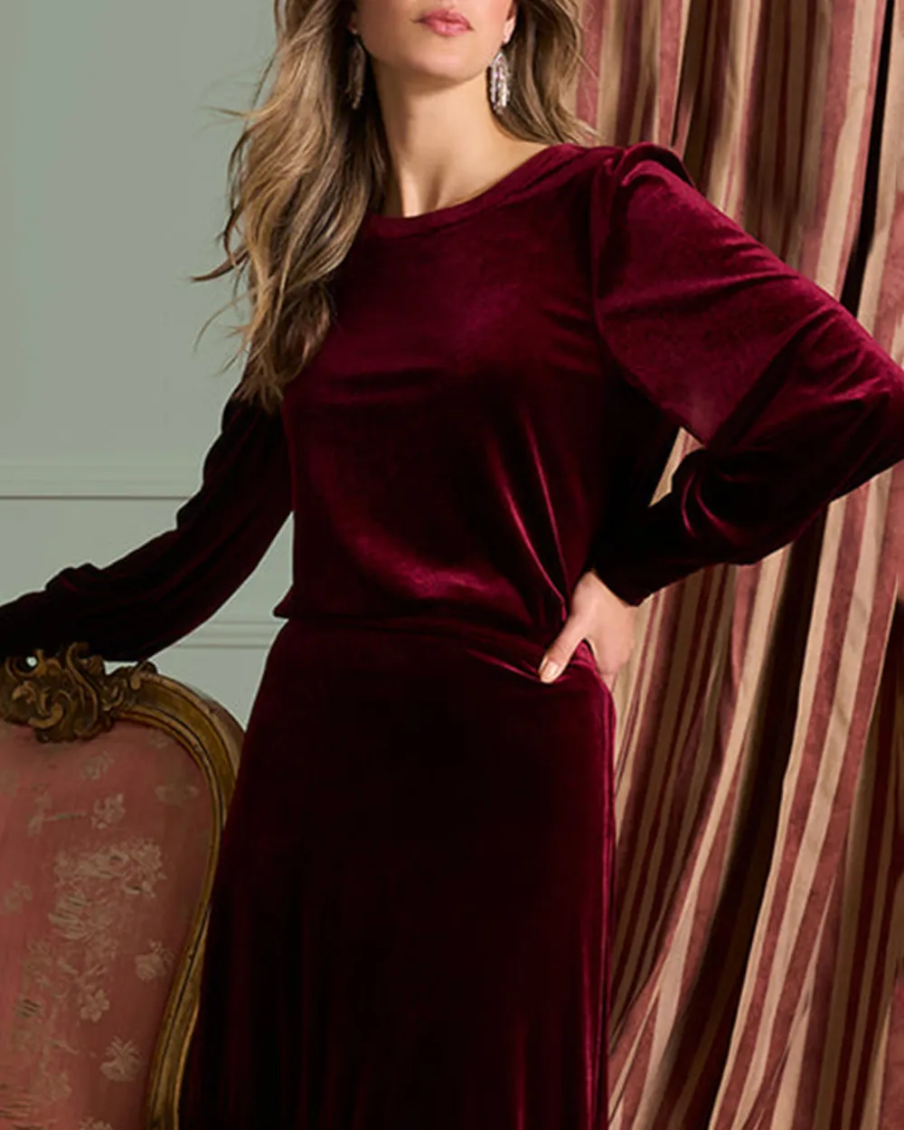 Velvet Midi Skirt