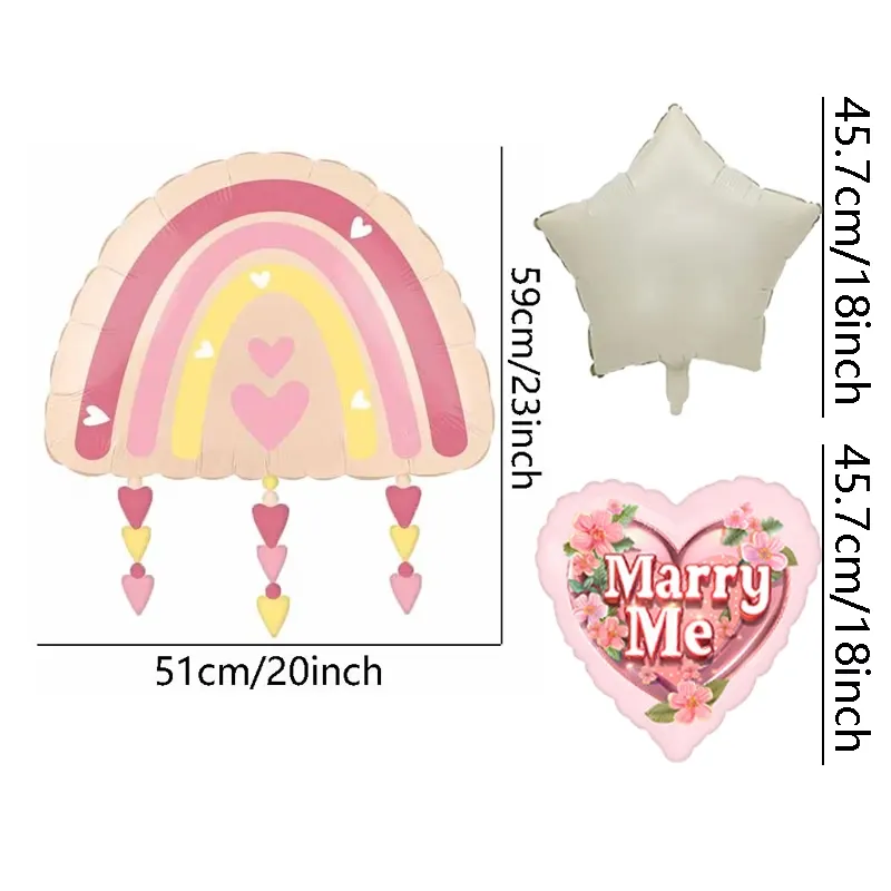 5 Pcs Marry Me Rainbow Balloon Set