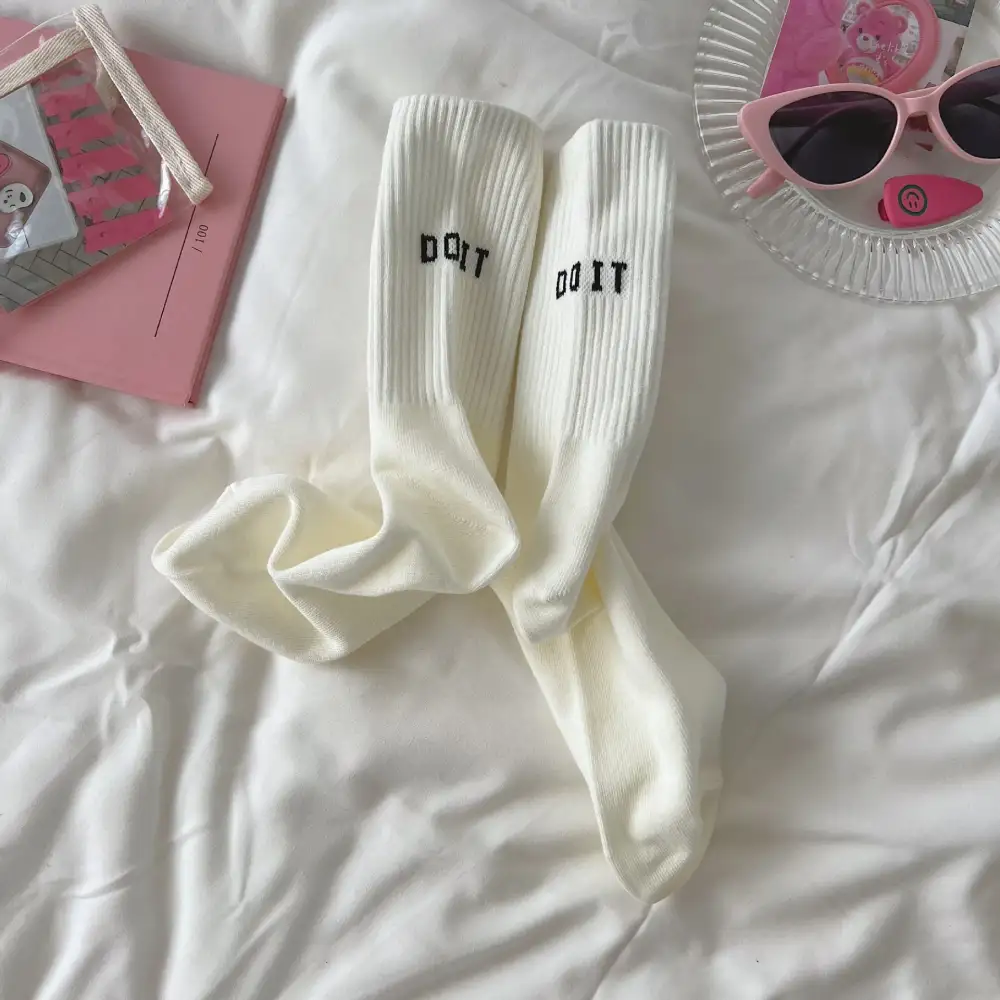 Ribbed Athletic Knee High Socks