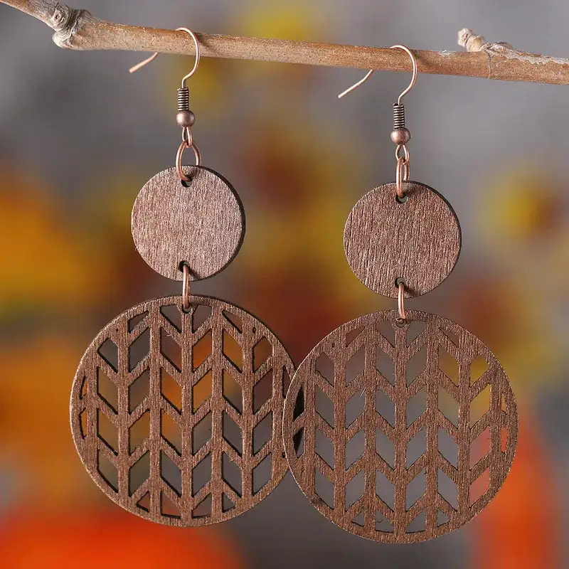 Classic Wooden Bohemian Drop Earrings