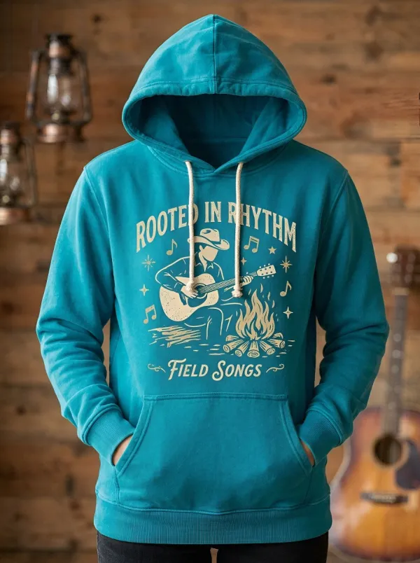 Country-Road Guitar Cowboy Country Music Graphic Hoodie