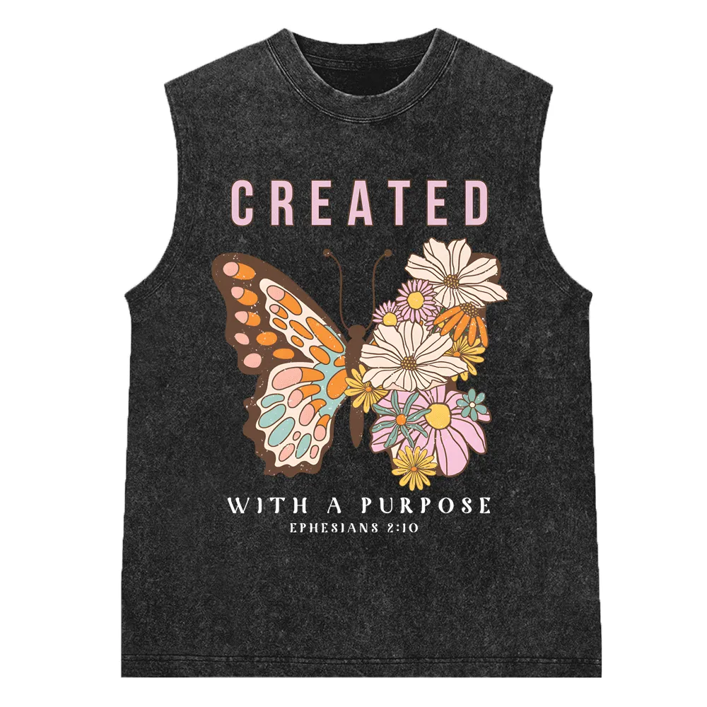 Created With A Purpose Christian Washed sleeveless Tee