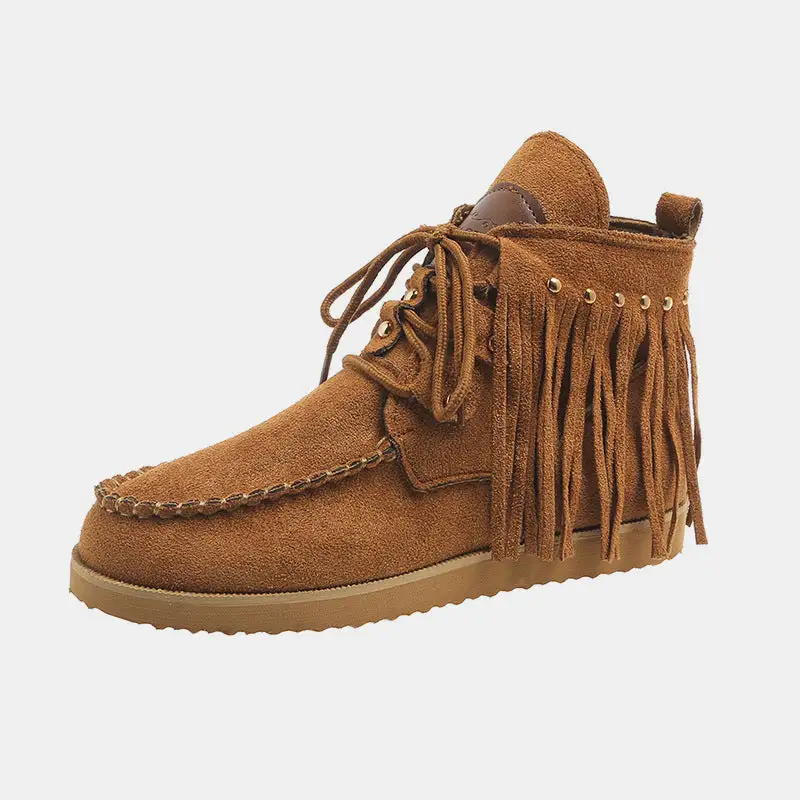 Round Toe Fringe Boots
