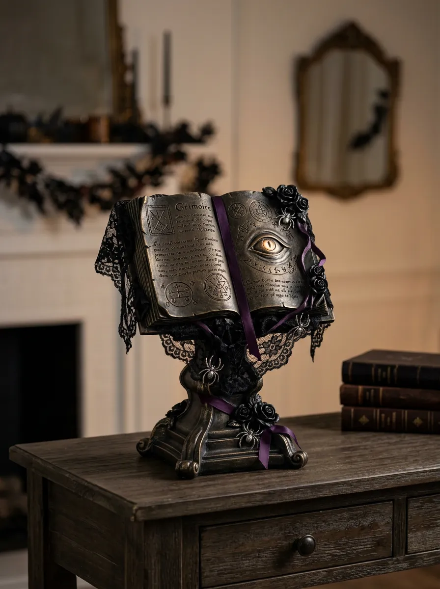 Halloween Gothic Grimoire Spellbook Eye Tabletop Ornament
