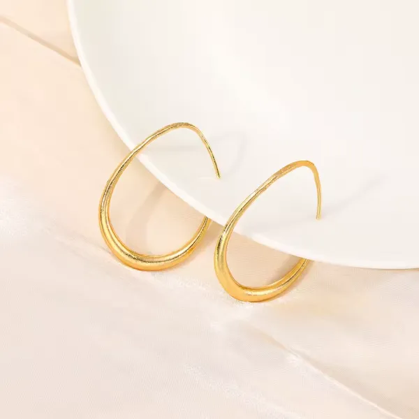Geometric oval-shaped ladies' earrings