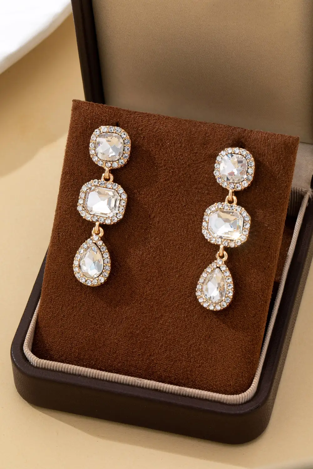 Triple Drop Pave Halo Crystal