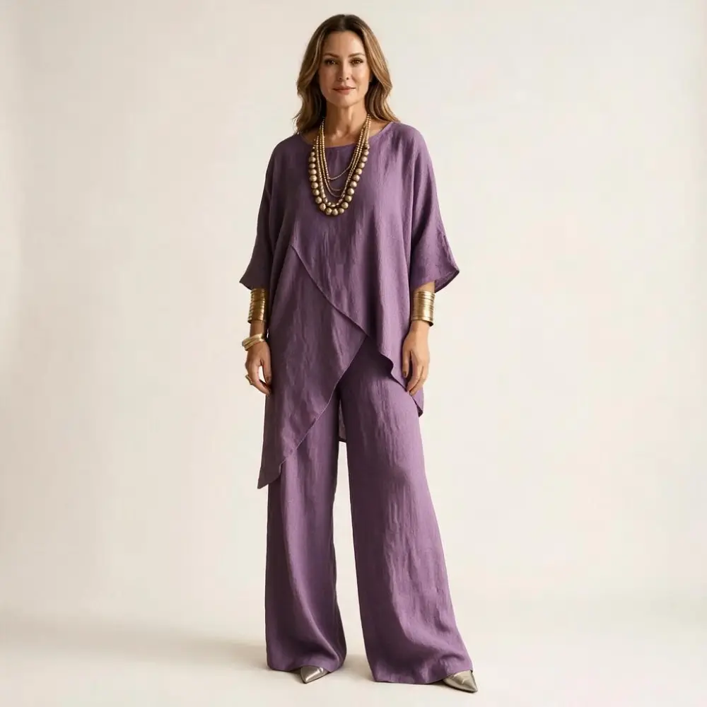 🔥New Arrivals & Special Offers-Women's Casual Tunic and Wide Leg Pants Set
