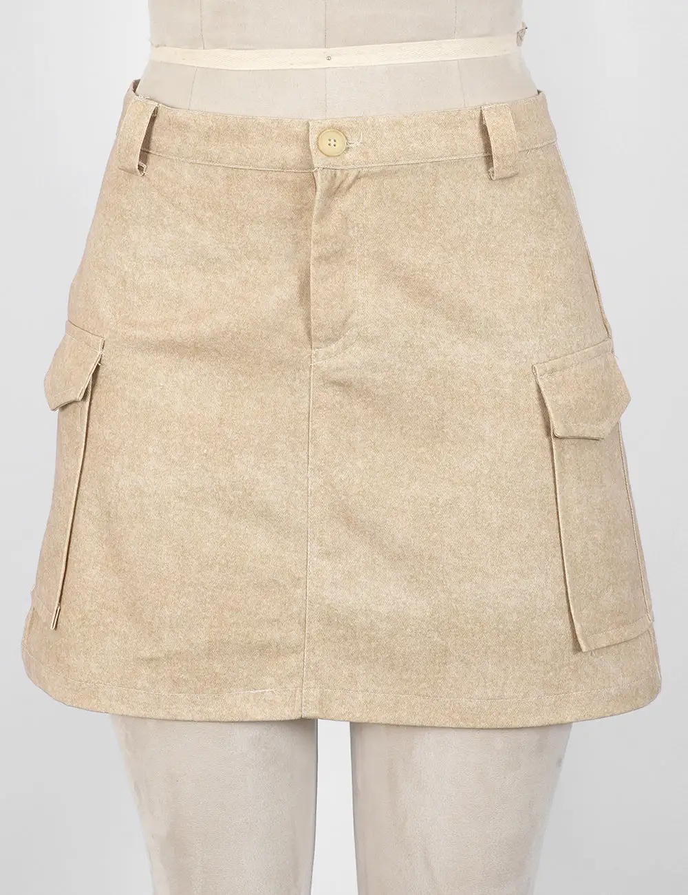 Pocket Solid Color Denim Mini Skirt