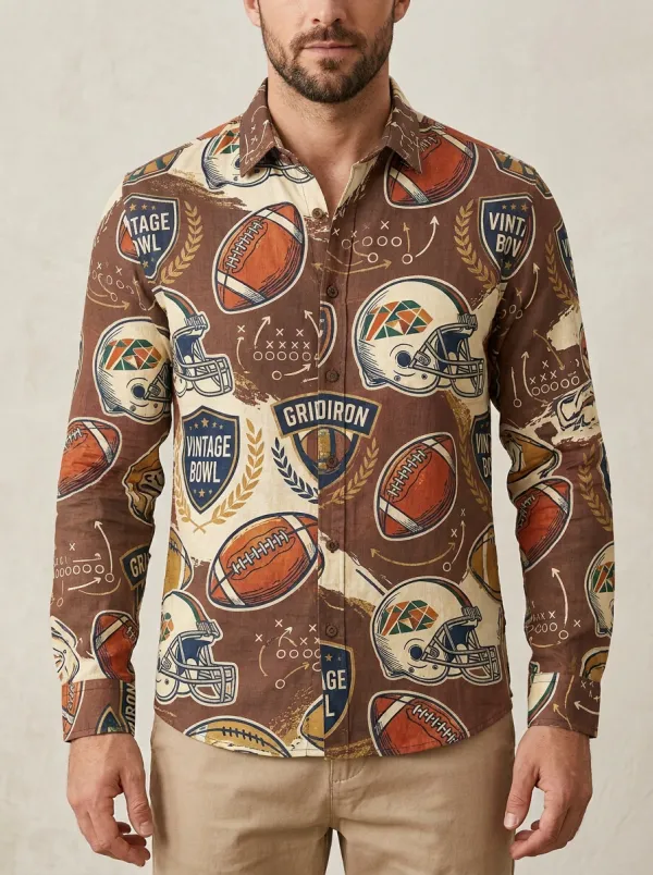 Men's American Football Lover Gridiron Helmet Printed Shirt