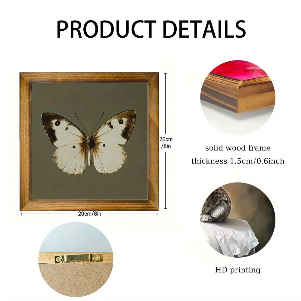 Butterfly Print Wooden Frame Art