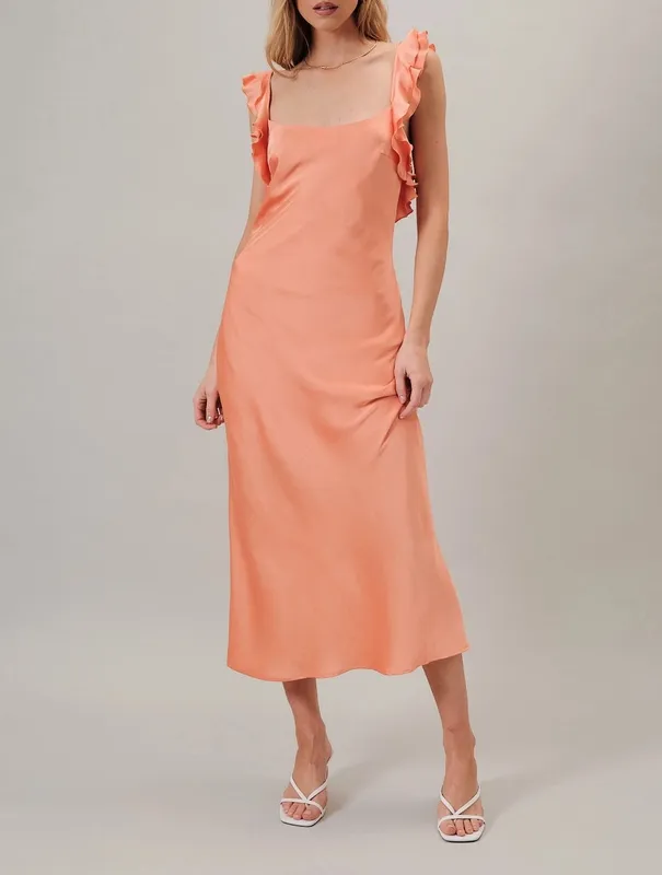 Clean Fit Satin Ruffle Dress