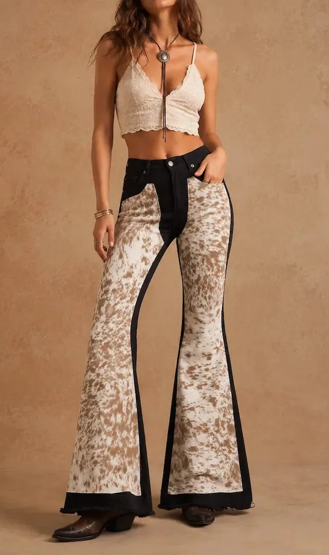 Western Style Bell Bottom Everyday Denim Jeans
