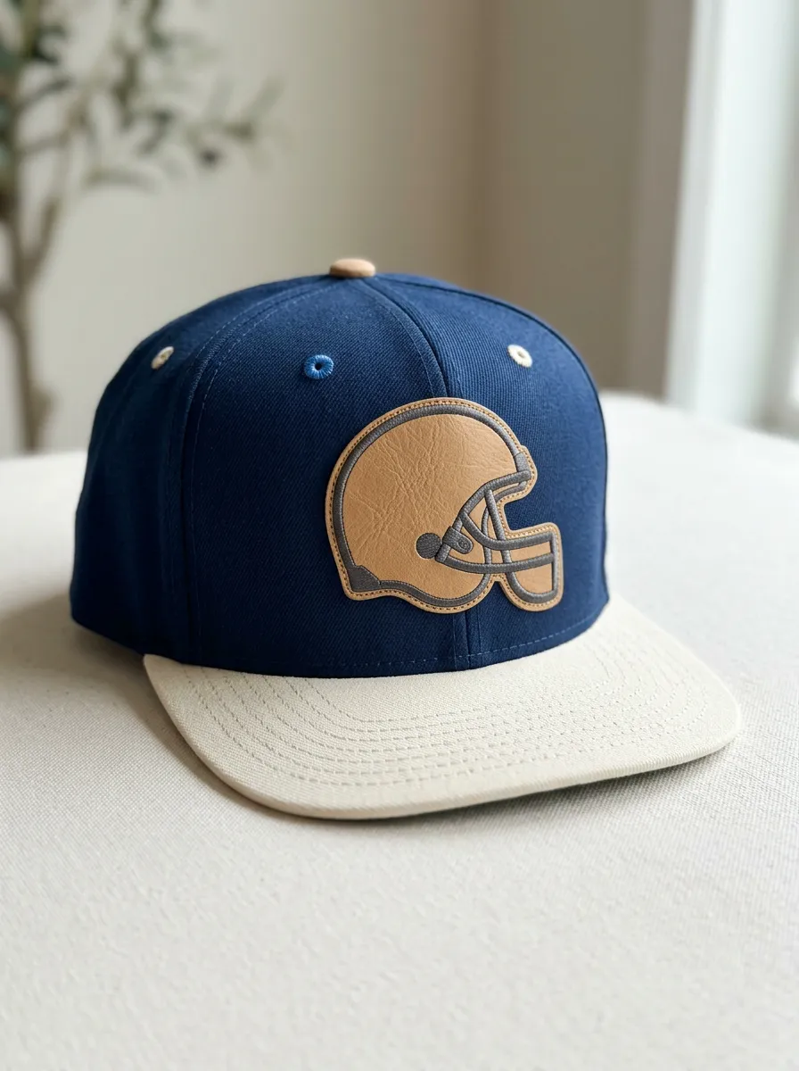 Unisex Football Fan Leather Helmet Patch Snapback Cap