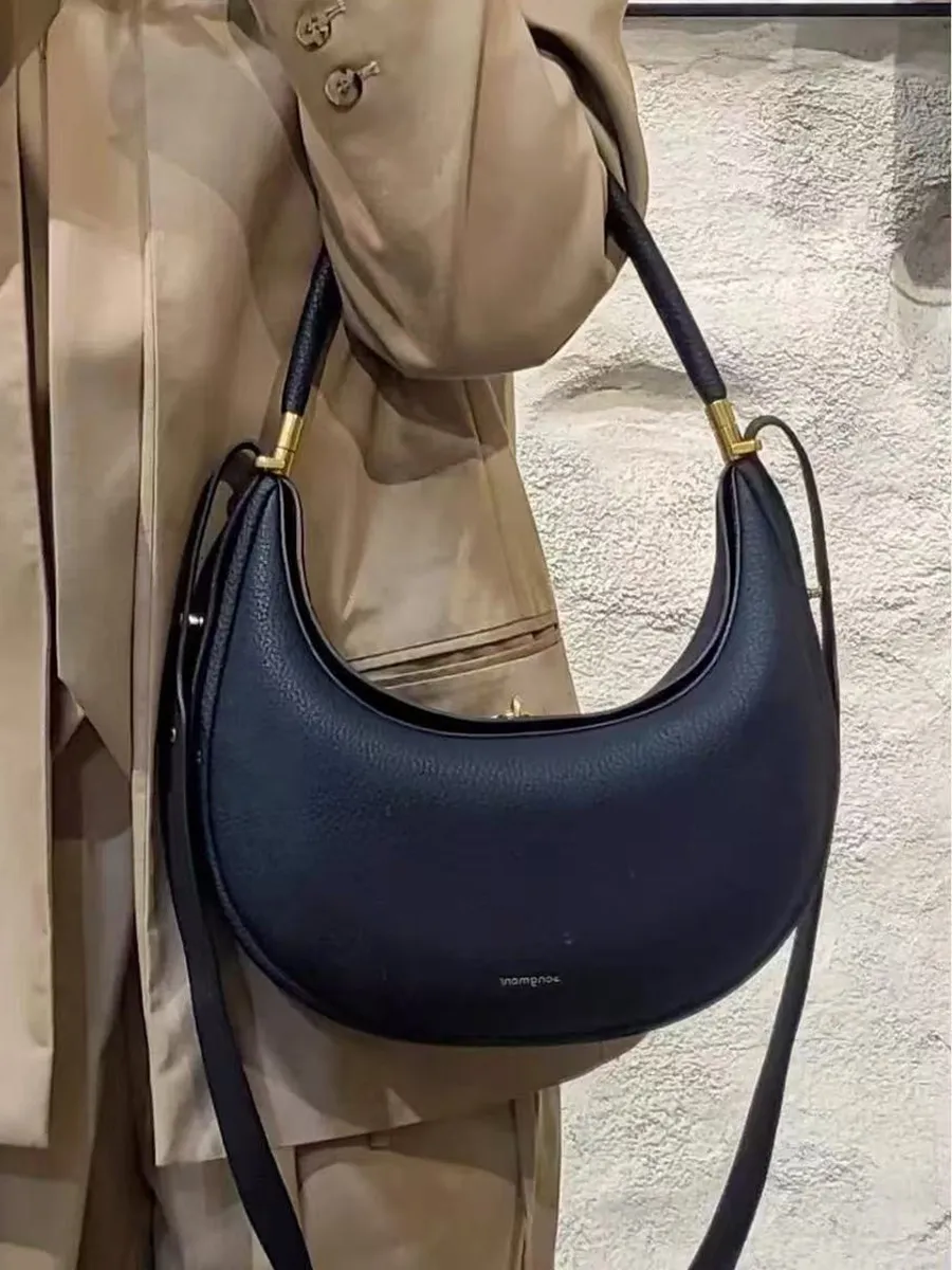 Jade Crescent Leather Shoulder Bag