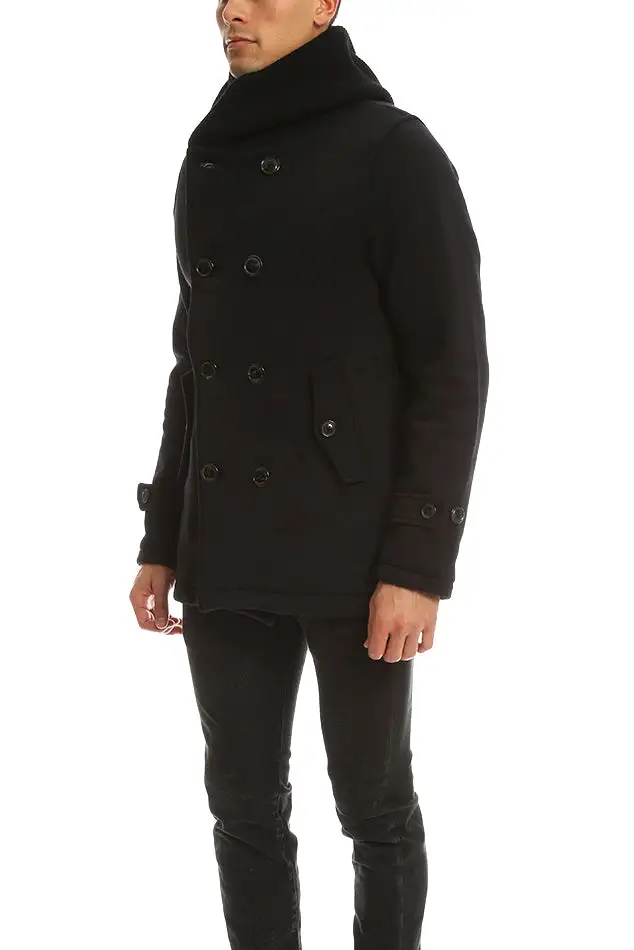 Wool Knit Double-Breasted Coat