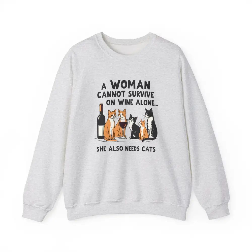 Wine Cats Graphic Crewneck Sweatshirt