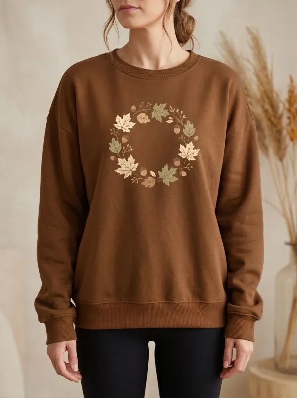 Relaxed Detail Maple-Leaf Printed Acorn Graphic Sweatshirt