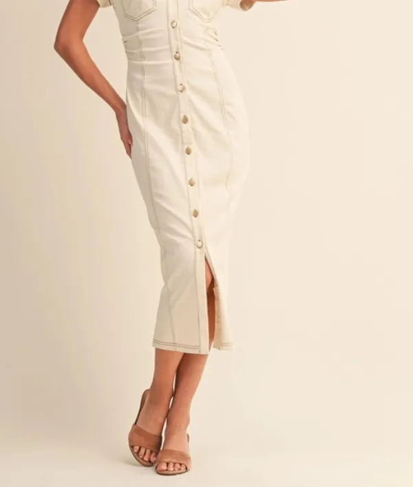 Classic Button Down Midi Dress