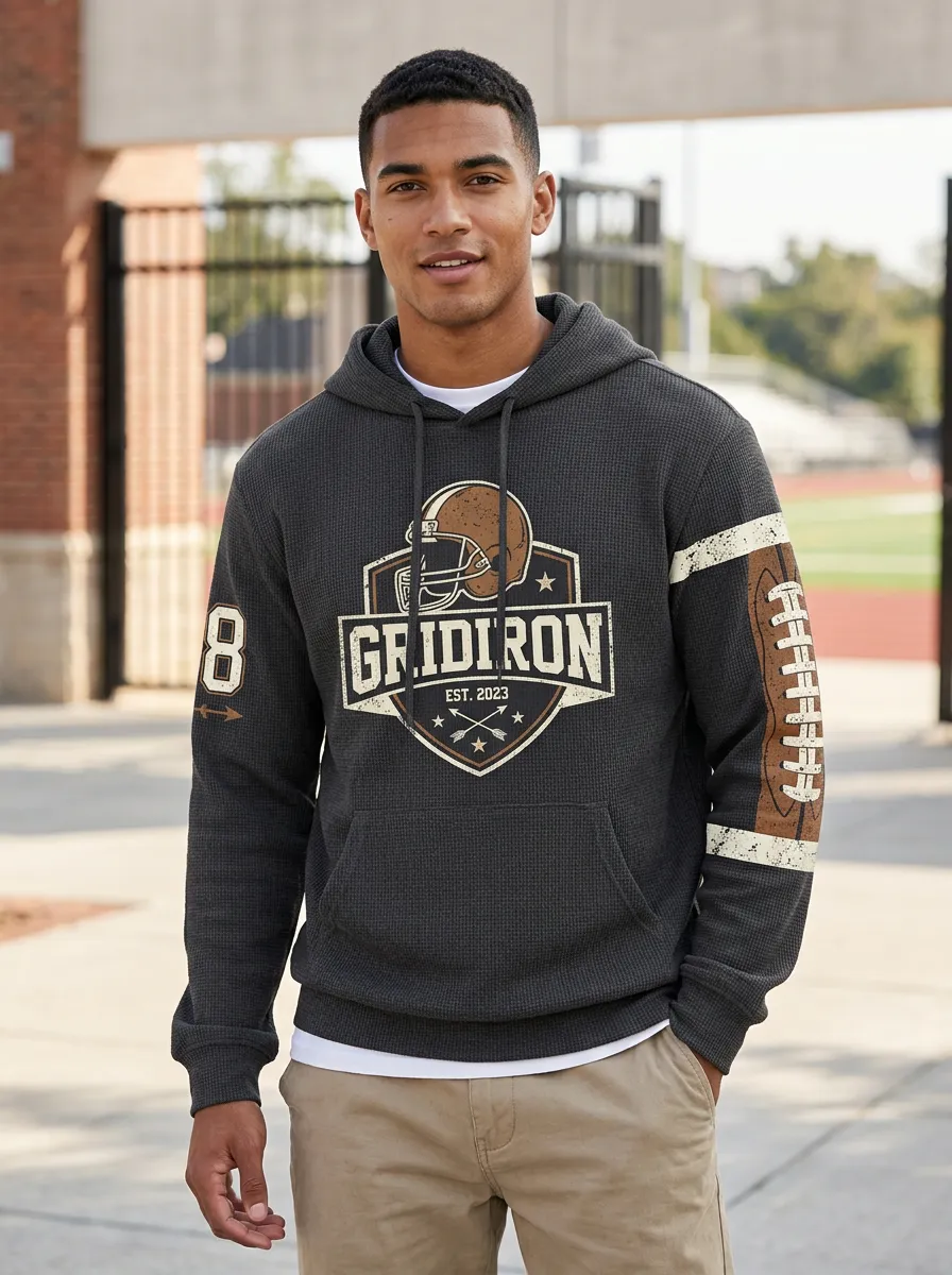 Men's American Football Gridiron Helmet Printed Hoodie