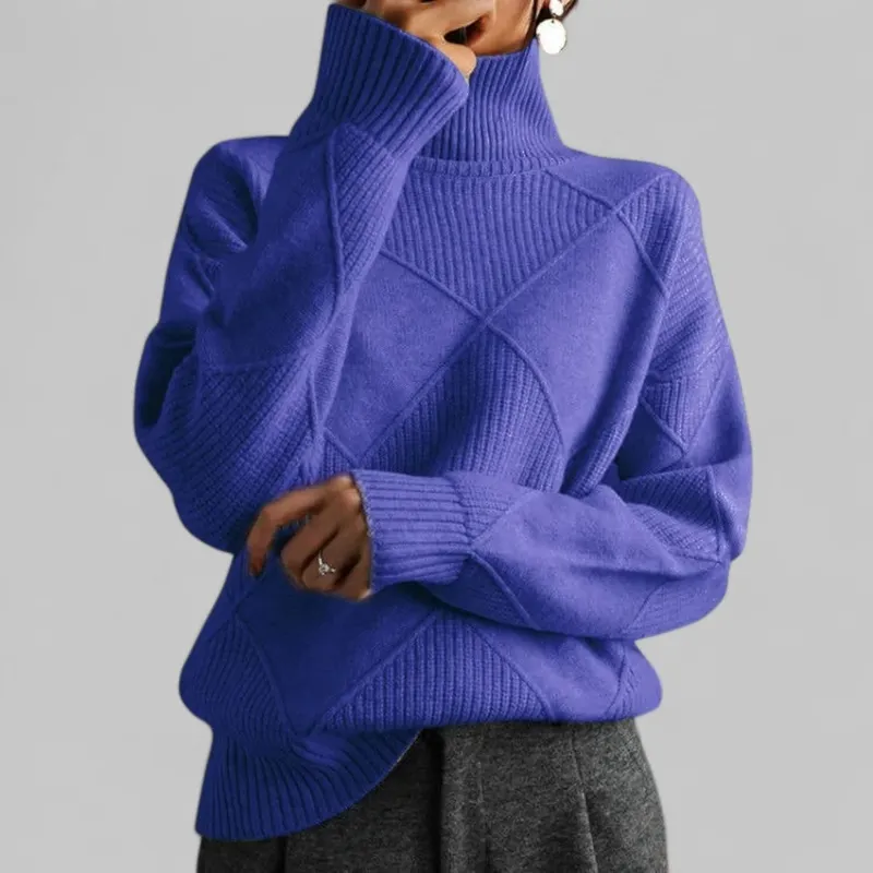 Winter Oversized Patterned Turtleneck Sweater