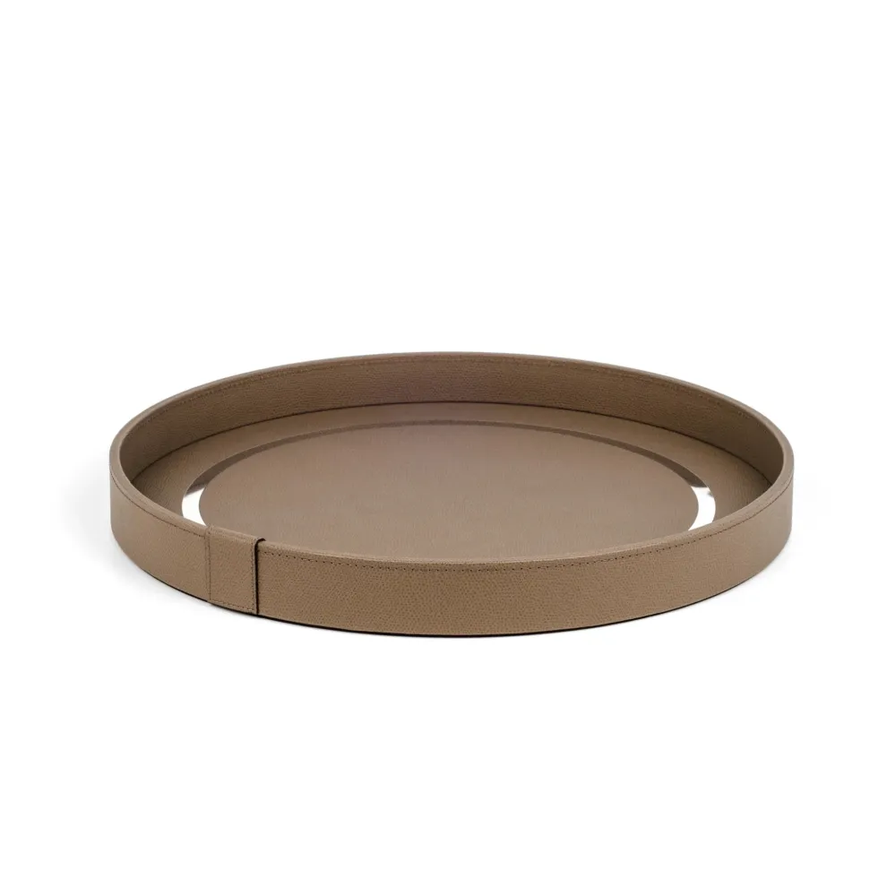 Woven Calfskin Leather Round Tray