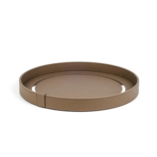 Woven Calfskin Leather Round Tray