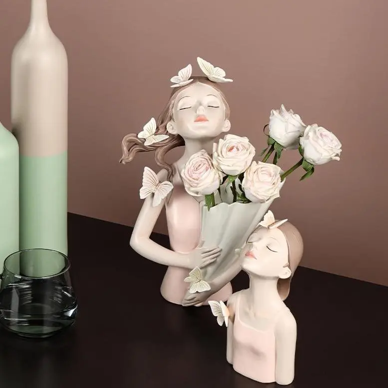 Graceful Girl Vase Sculpture