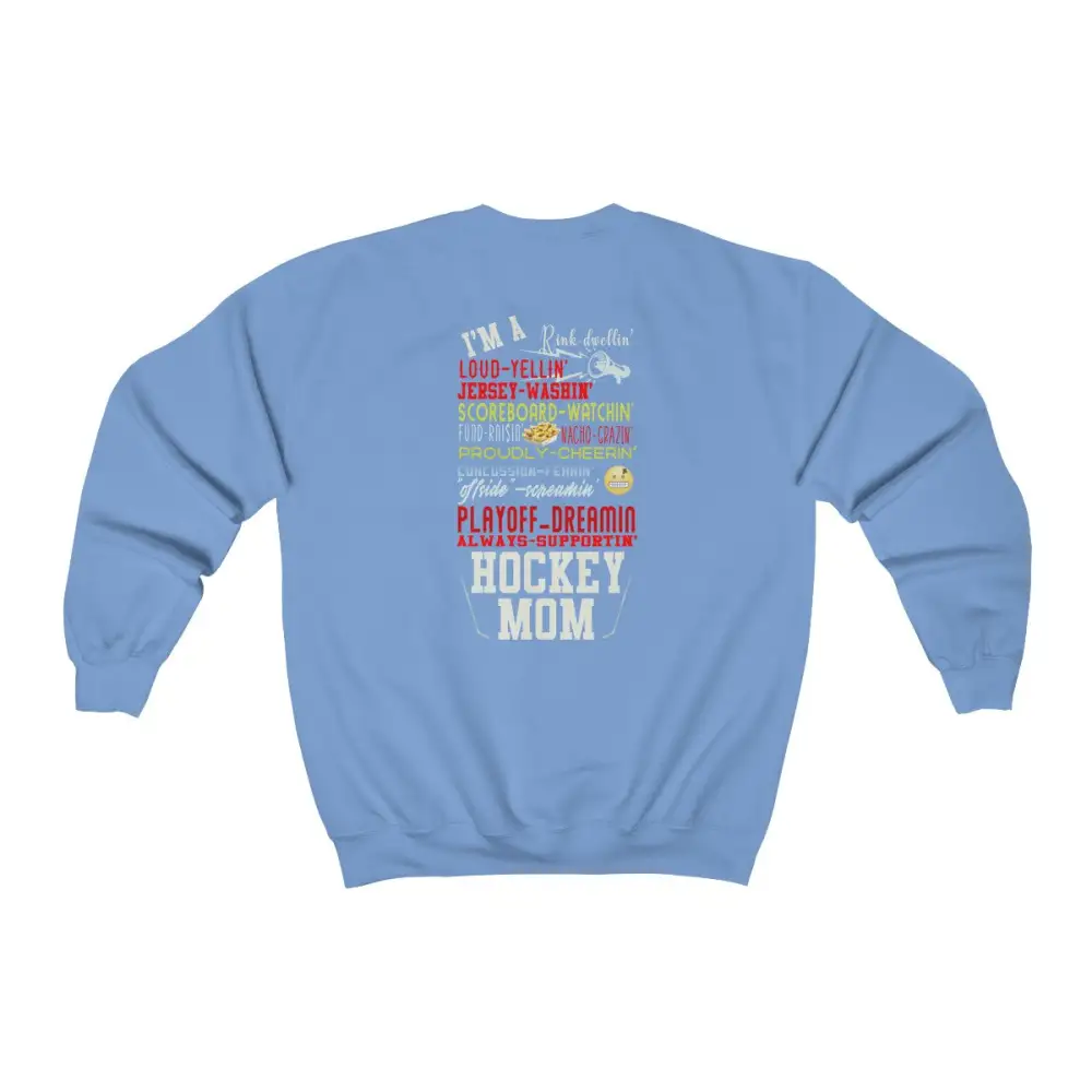 Mom Support Back Print Hockey Graphic Crewneck Sweatshirt