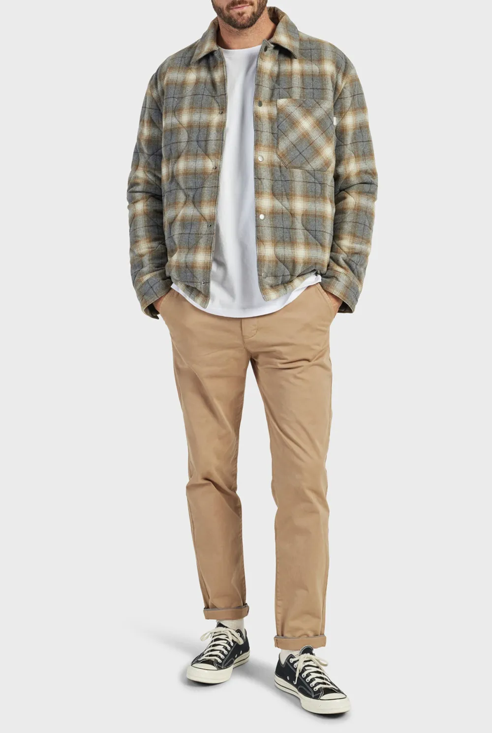Quilted Plaid Flannel Overshirt Jacket