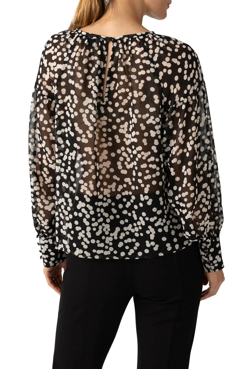 Polka Dot Long Sleeve Relaxed Blouse