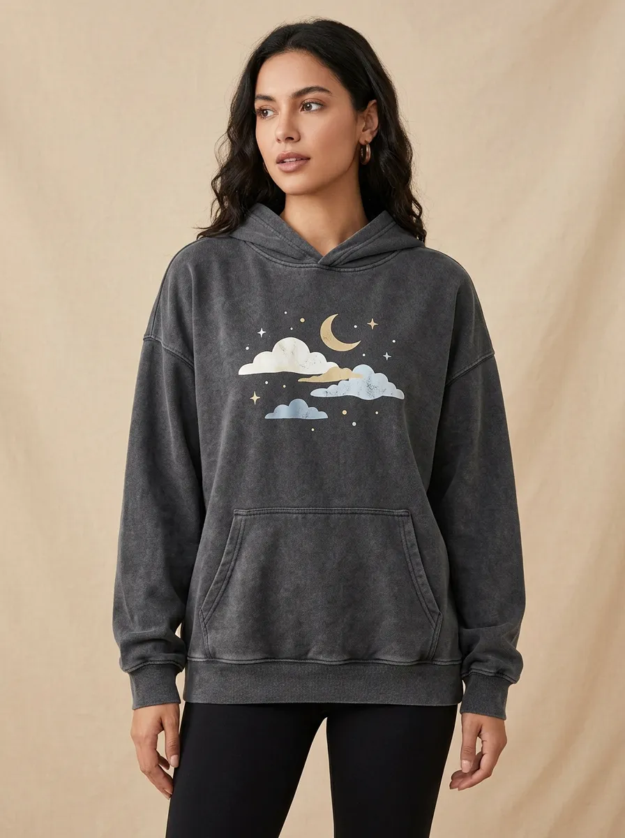 Celestial Moon Stars Clouds Hoodie