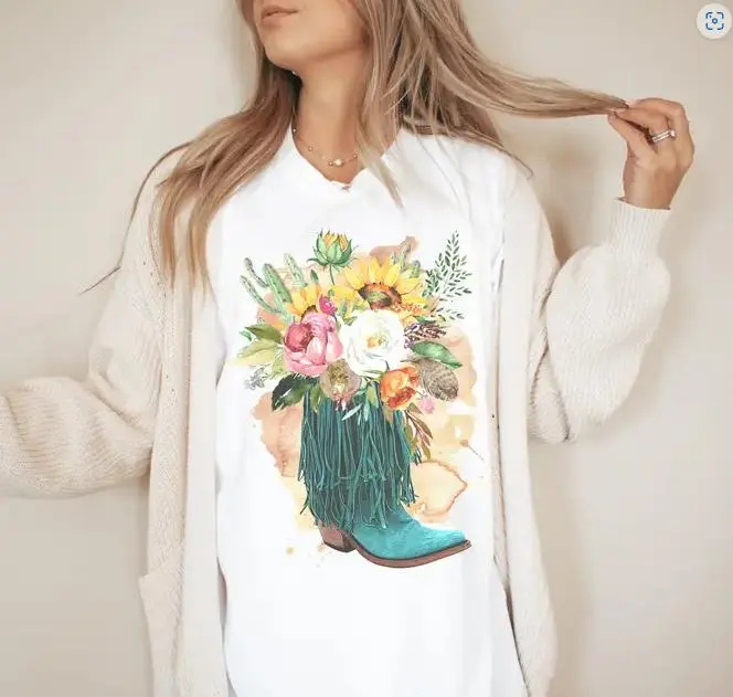 Floral Western Boot Graphic T-Shirt