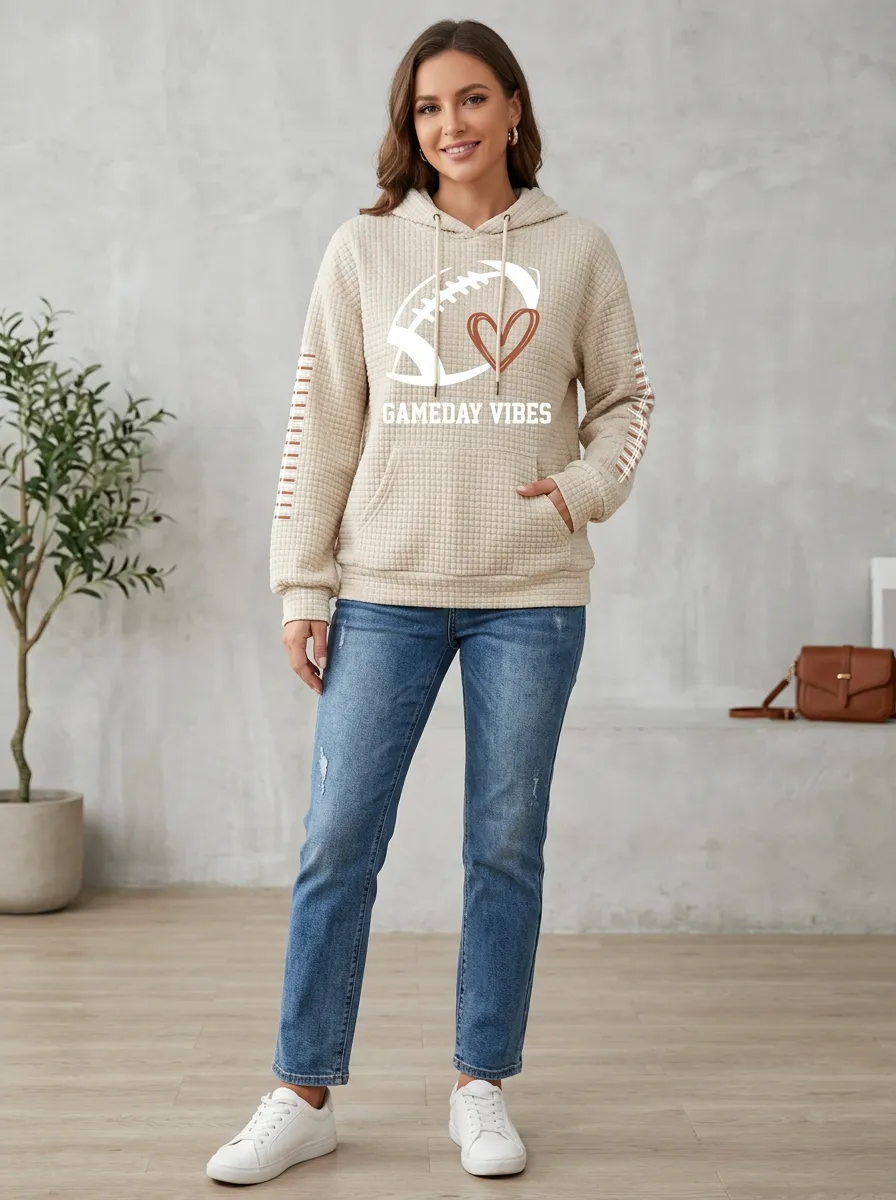 Women's Sideline Inspired Gridiron Heart Ball Game Day Graphic Hoodie