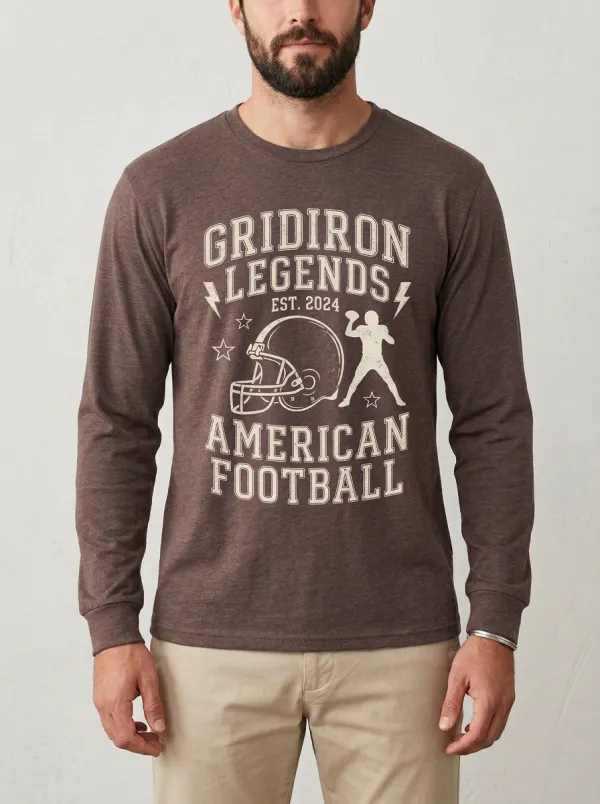 Everyday Men's American Football Gridiron Legends Helmet Printed Long Sleeve T-Shirt
