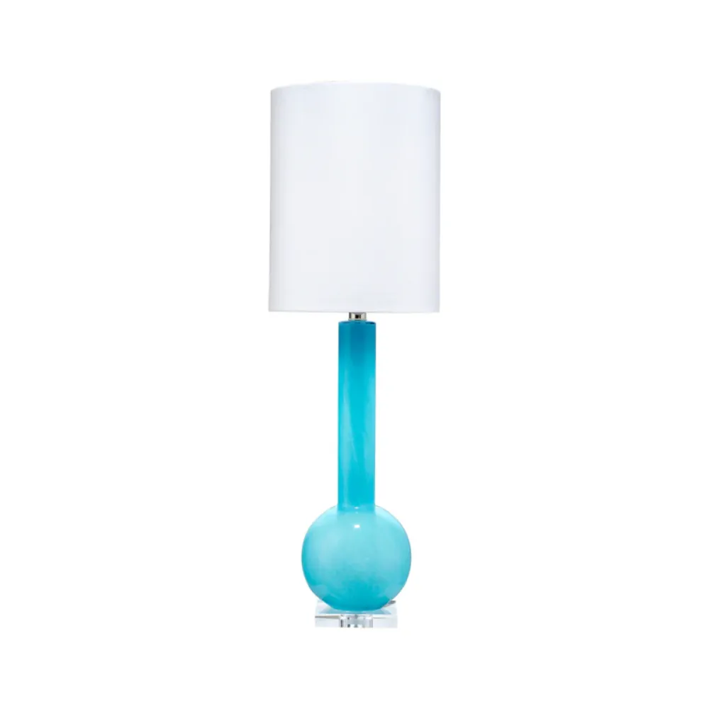 Graceful Blown-Glass Lucite Table Lamp