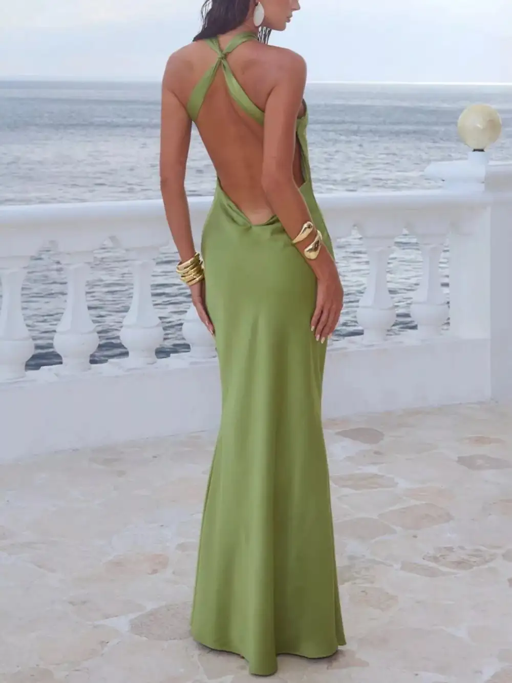Halter Satin Maxi Dress
