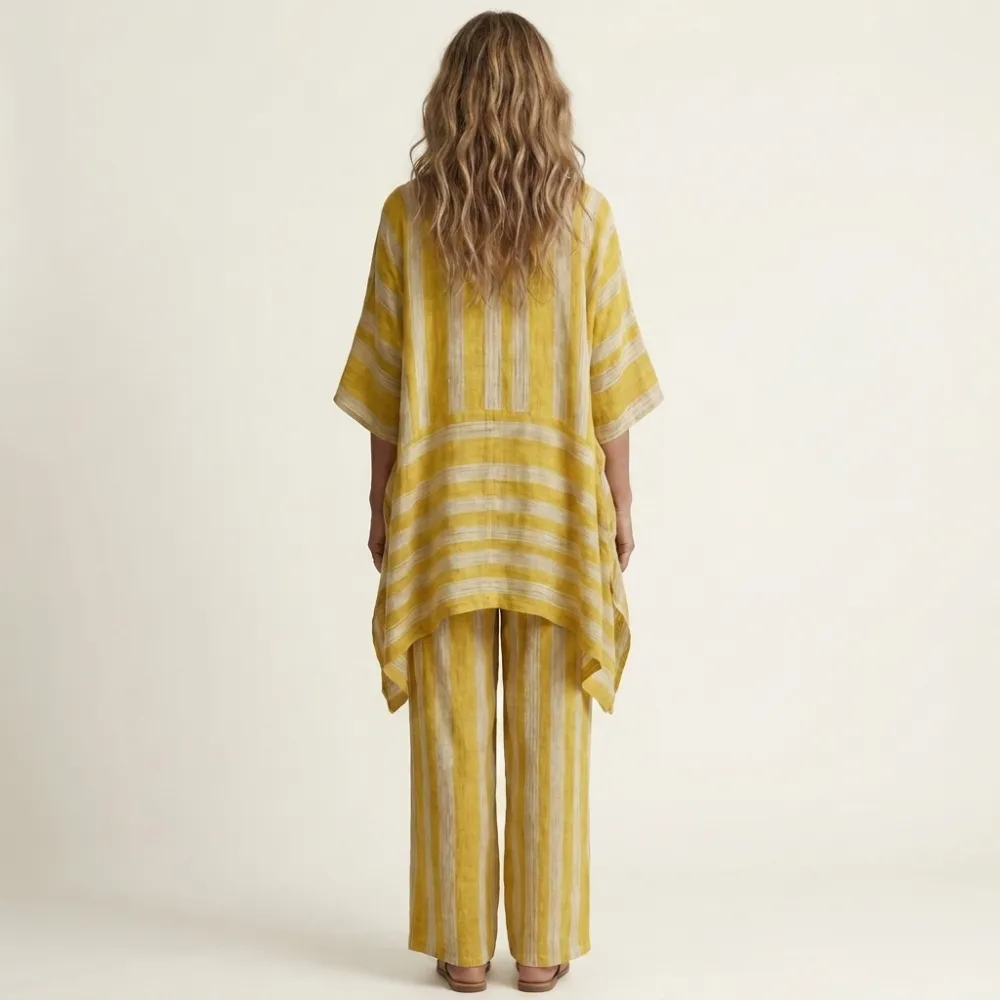 Kiara | Two-Piece Striped Cotton-Linen Set