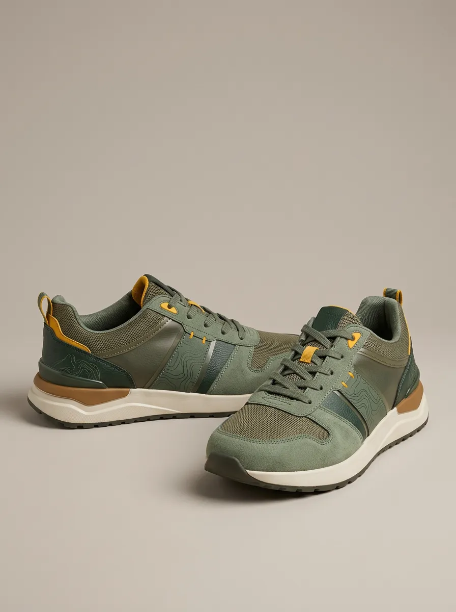 Men's Everyday Outdoor Hiking Topographic Print Sneakers