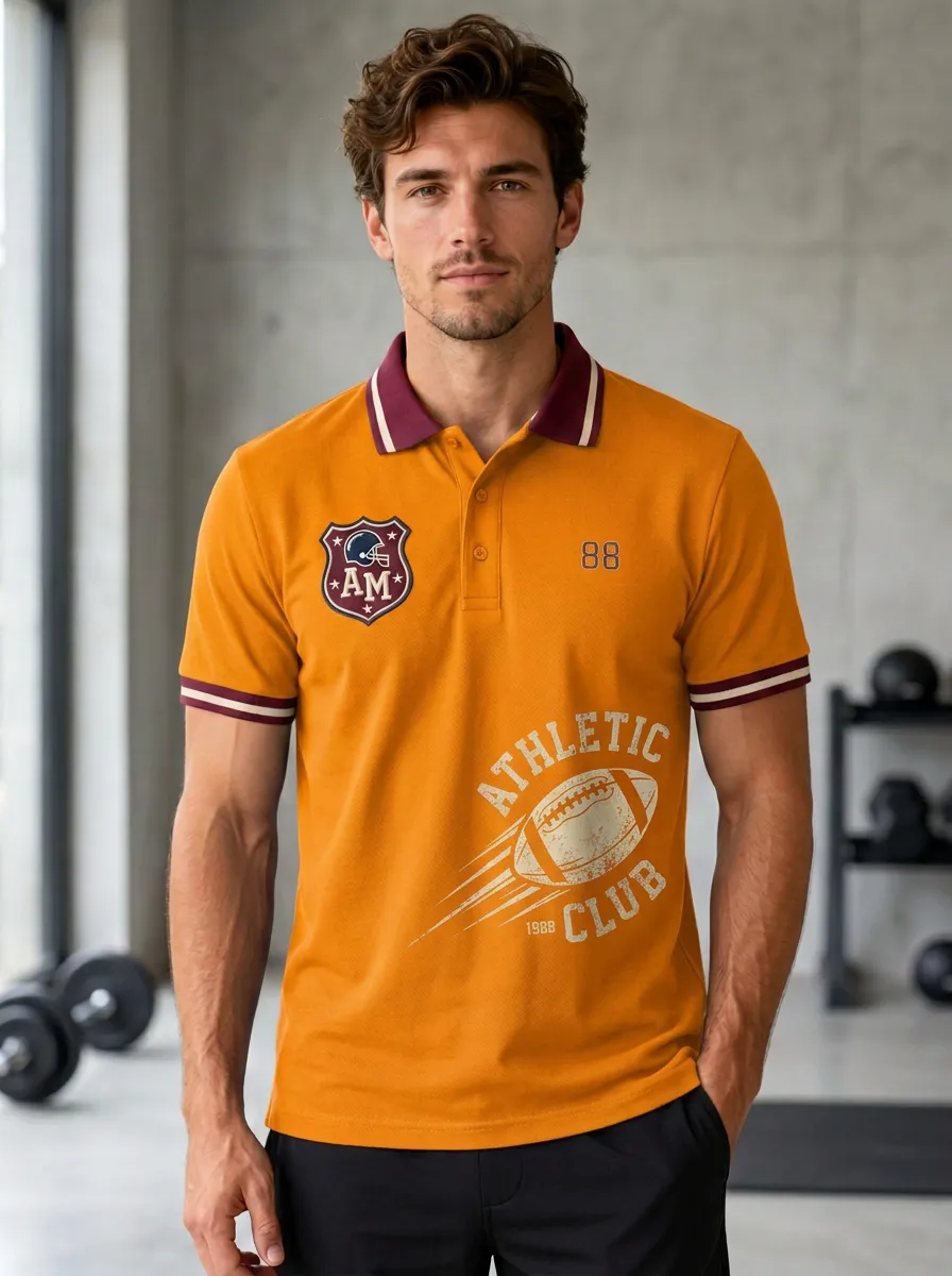 Men's Graphic Gridiron Helmet Graphic Polo Shirt