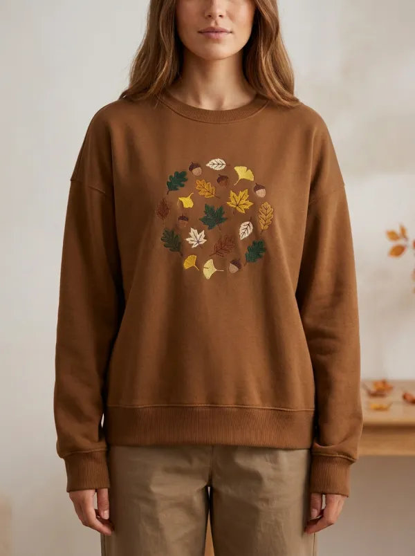 Classic Embroidered Acorn Graphic Sweatshirt