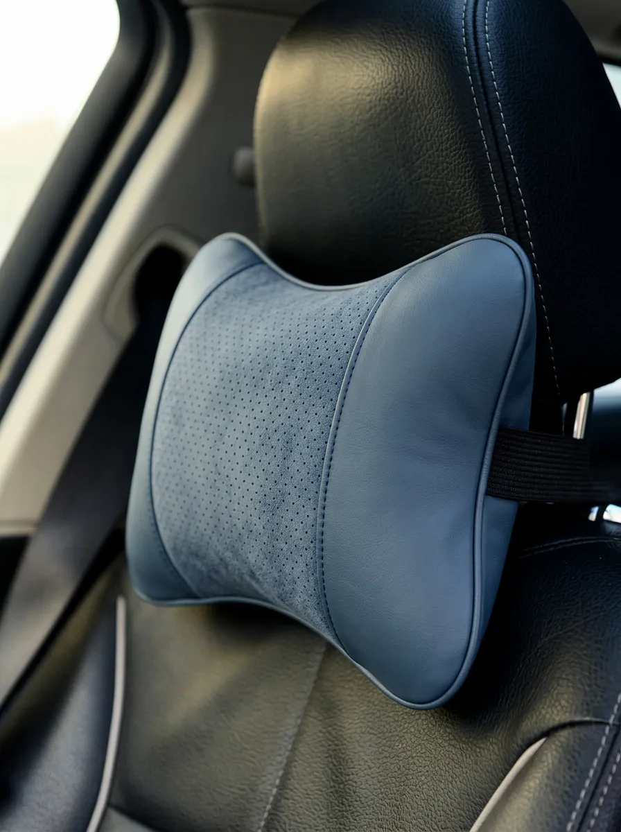 Suede-Look Leather-Look Car Neck Support Pillow