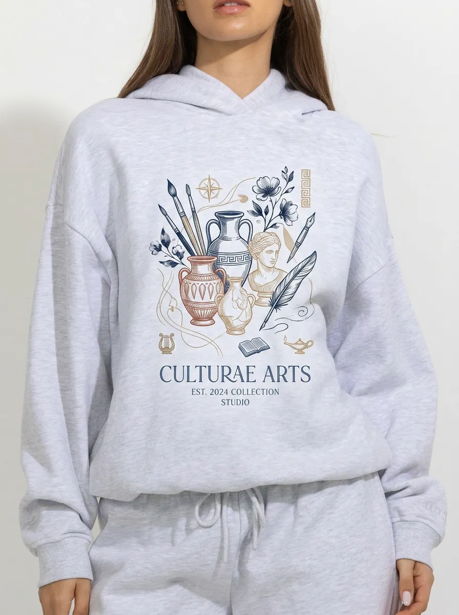 Women's Classical Art Lover Greek Statue Vase Printed Hoodie