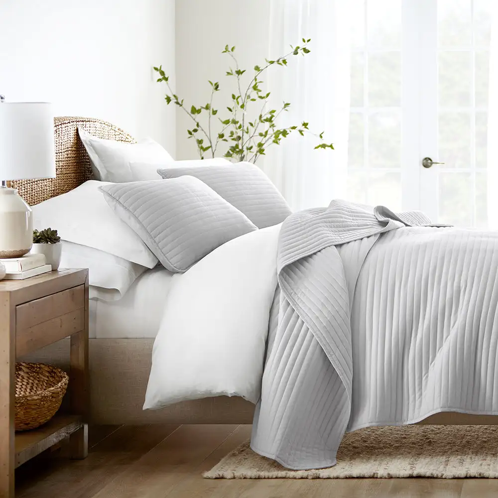 Stripe Stitch Quilted Coverlet Set