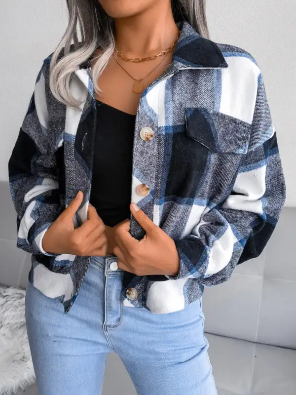 Collared Plaid Jacket