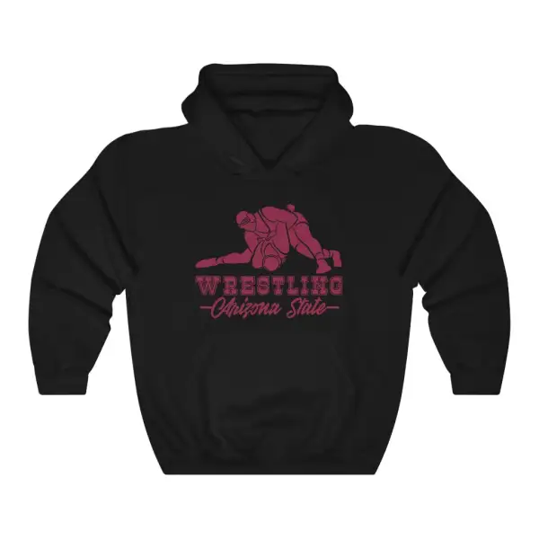Soft Fleece Sport Print Wrestling Graphic Pullover Hoodie