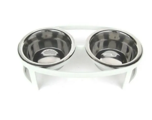 Oval Double Pet Bowl Feeder
